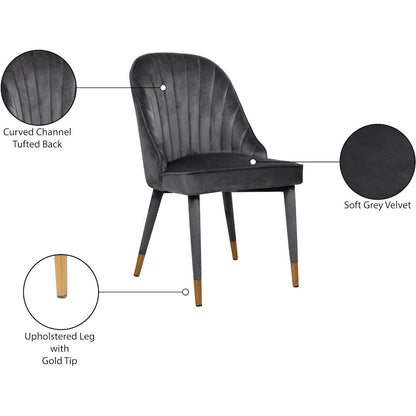 Belle Grey Velvet Dining Chair, Set of 2
