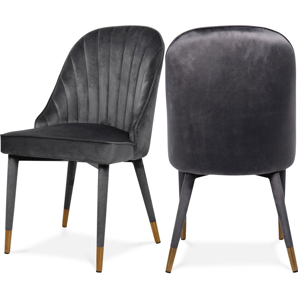 Belle Grey Velvet Dining Chair, Set of 2