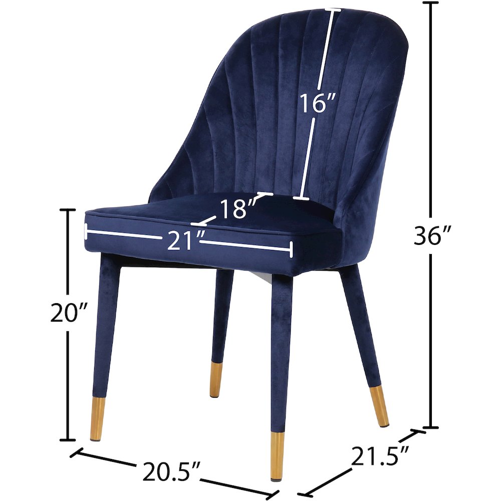 Belle Navy Velvet Dining Chair, Set of 2