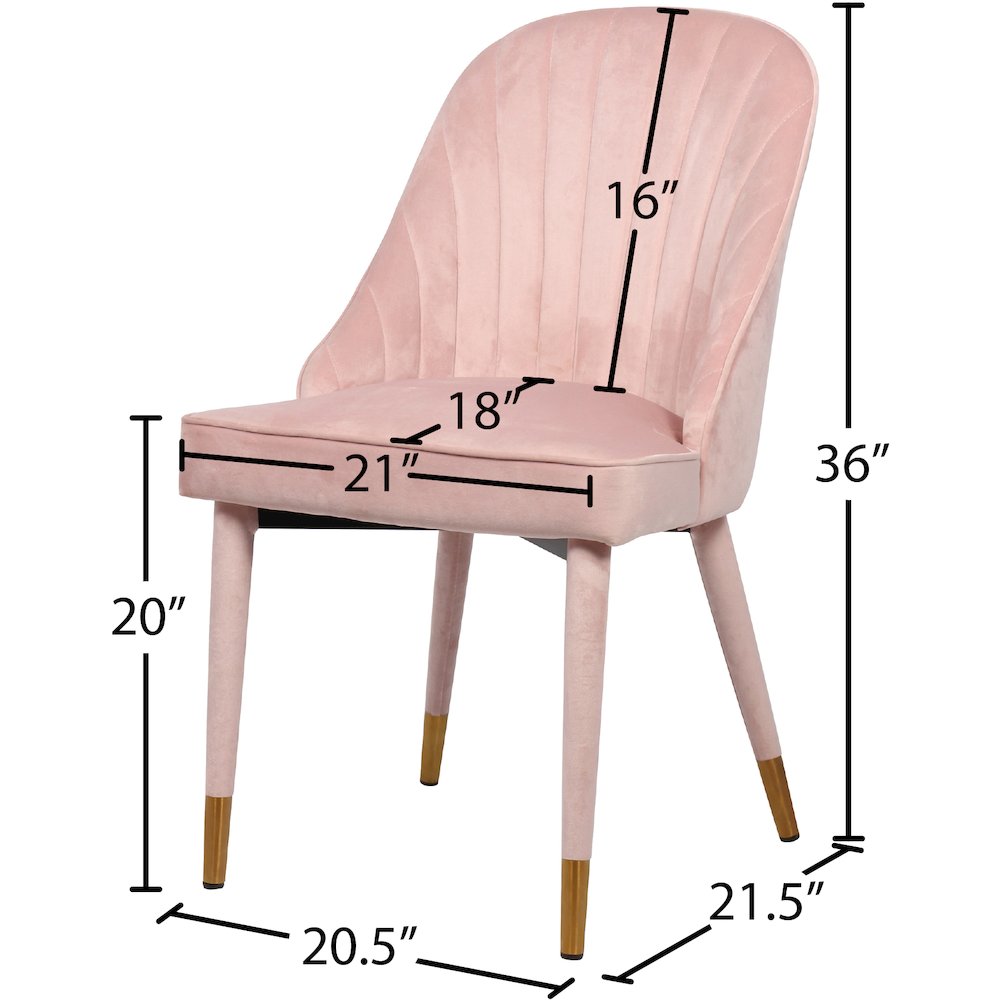 Belle Pink Velvet Dining Chair, Set of 2