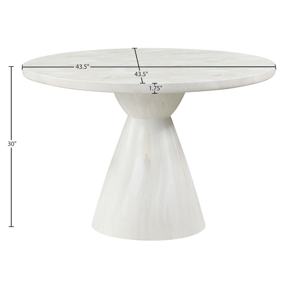 Aquino 43.5" White Concrete Indoor/Outdoor Dining Table