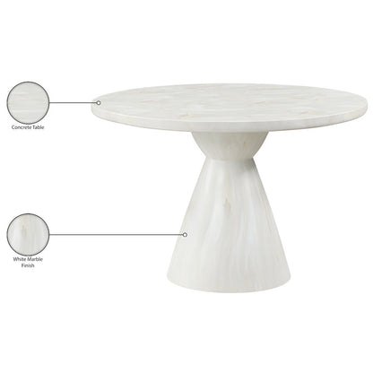 Aquino 43.5" White Concrete Indoor/Outdoor Dining Table