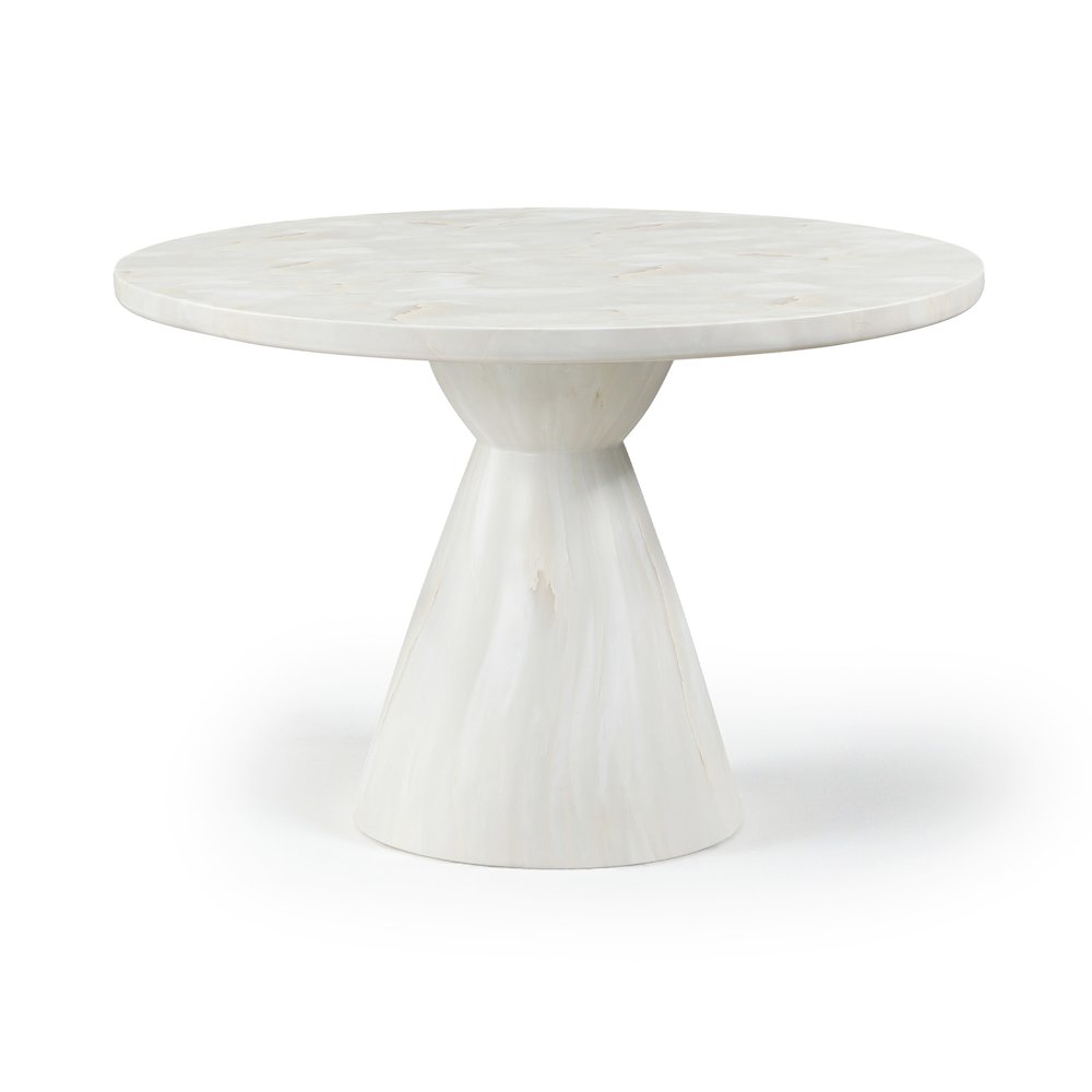 Aquino 43.5" White Concrete Indoor/Outdoor Dining Table