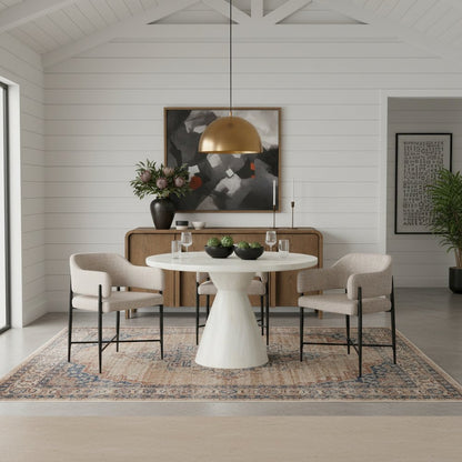 Aquino 43.5" White Concrete Indoor/Outdoor Dining Table