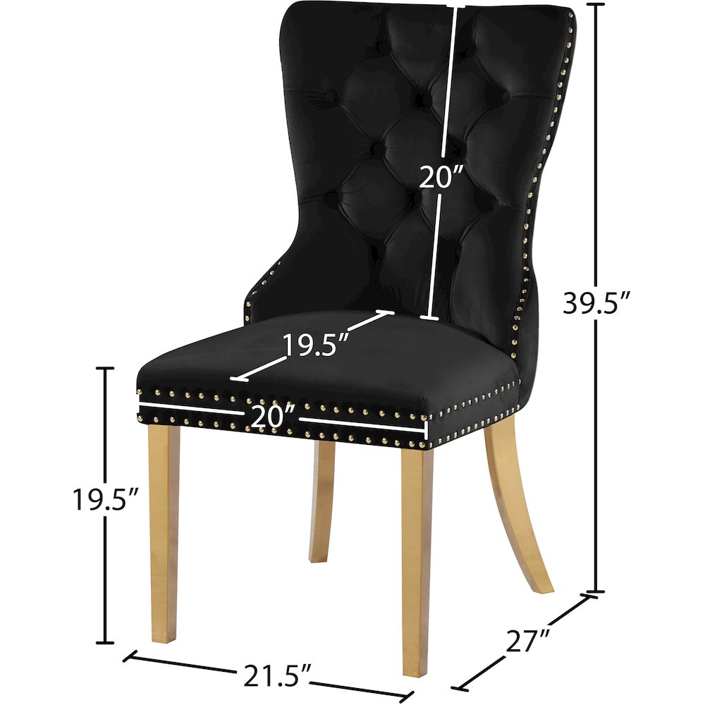 Carmen Black Velvet Dining Chairs, Set of 2