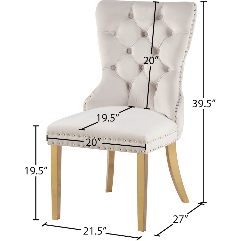 Carmen Cream Velvet Dining Chairs, Set of 2