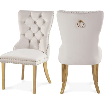 Carmen Cream Velvet Dining Chairs, Set of 2