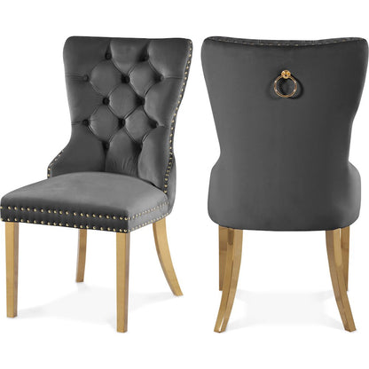 Carmen Grey Velvet Dining Chairs, Set of 2