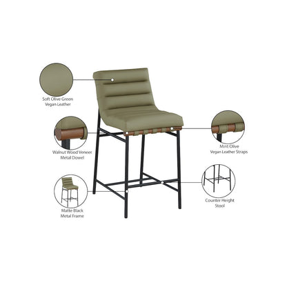 Burke Green Vegan Leather Counter Stool