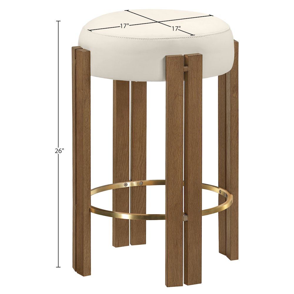 Harrison Cream Vegan Leather Upholstered Counter Stool