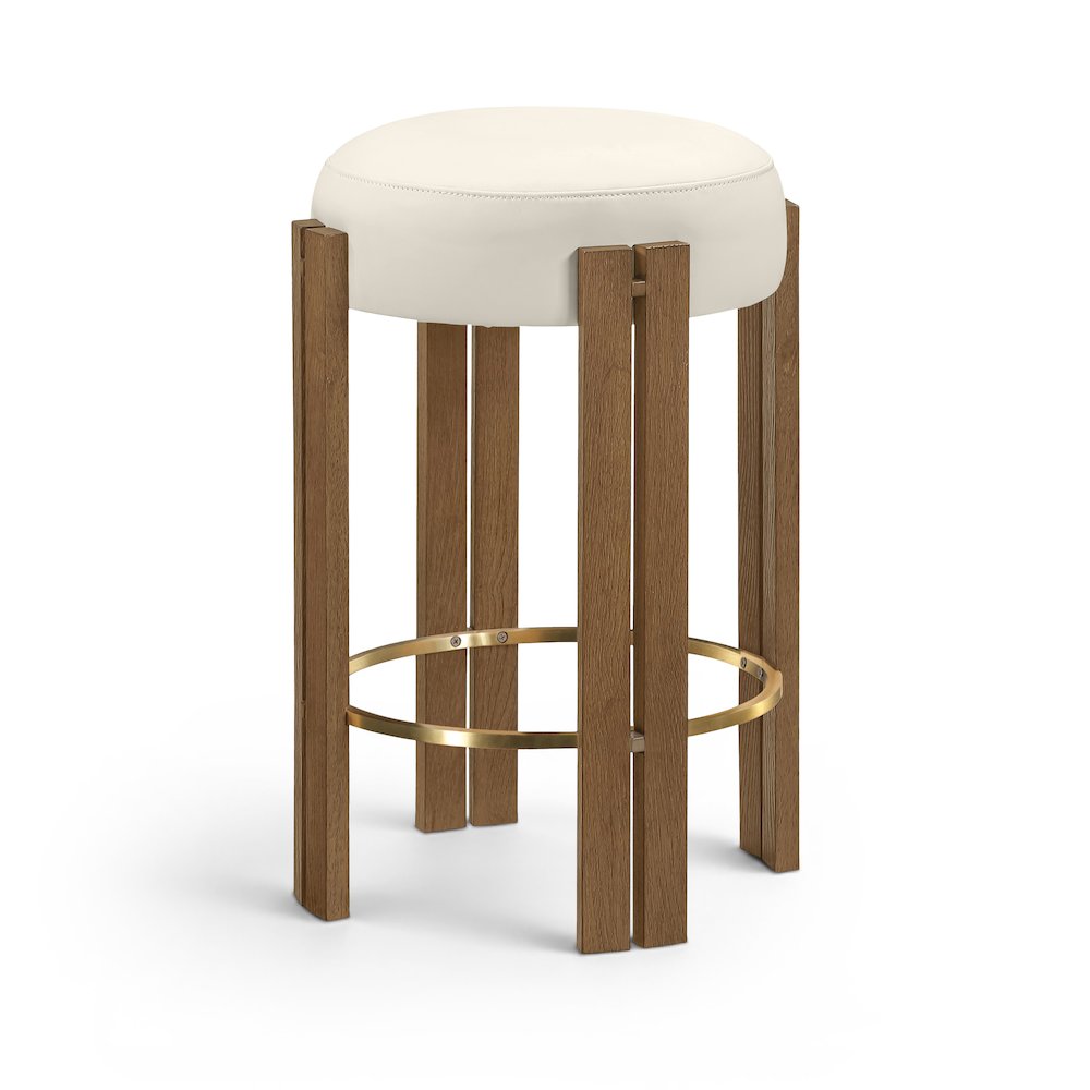 Harrison Cream Vegan Leather Upholstered Counter Stool