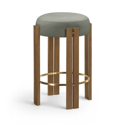 Harrison Olive Vegan Leather Upholstered Counter Stool
