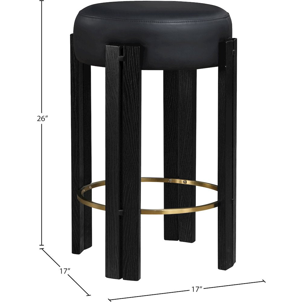 Harrison Black Vegan Leather Counter Stool