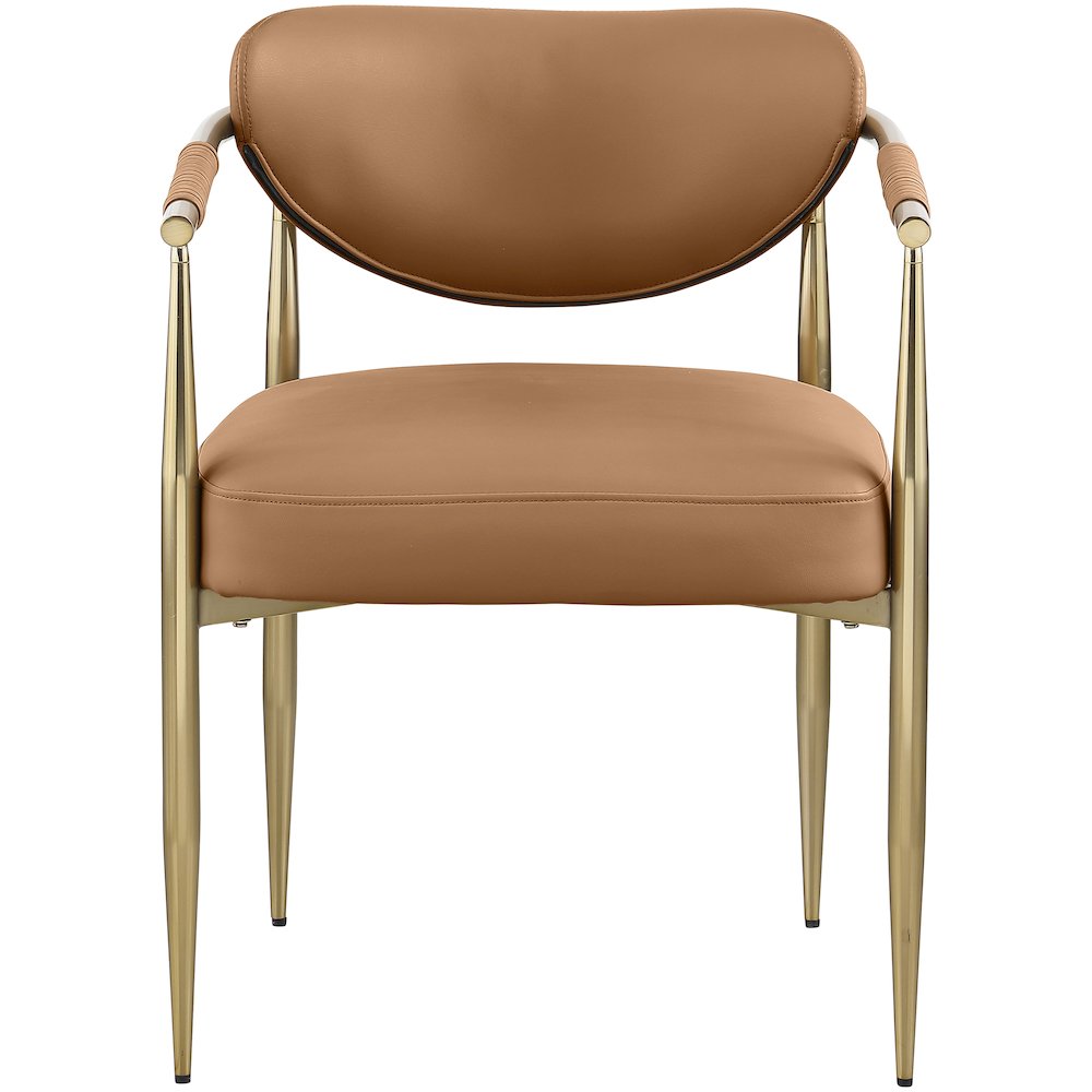 Virella Cognac Vegan Leather Upholstered Dining Chair, Set of 2