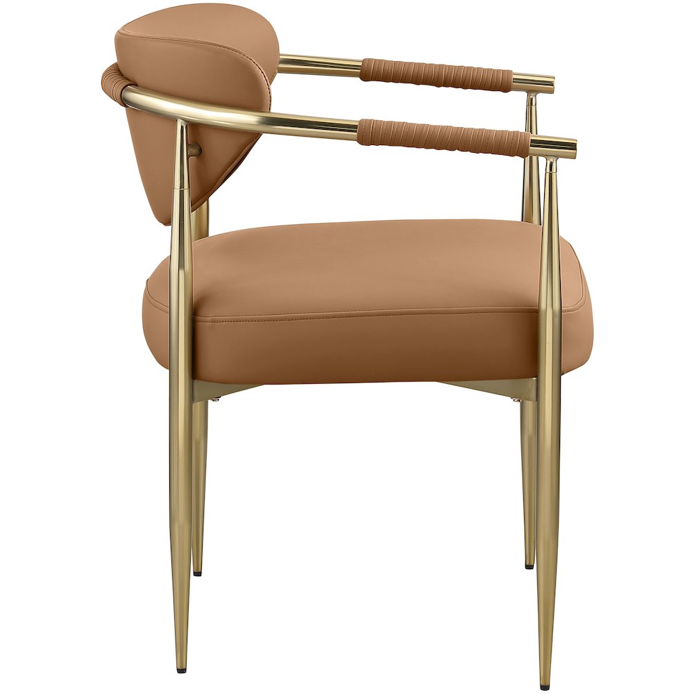 Virella Cognac Vegan Leather Upholstered Dining Chair, Set of 2