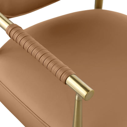 Virella Cognac Vegan Leather Upholstered Dining Chair, Set of 2