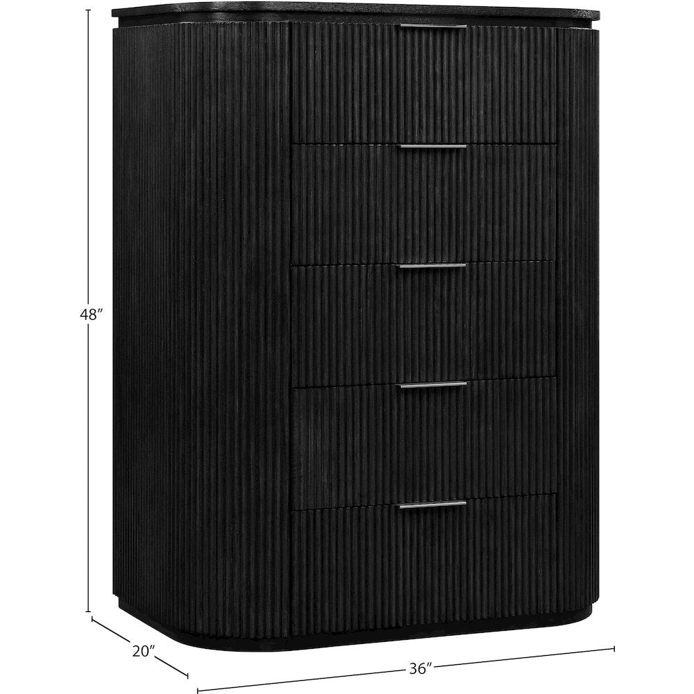 Astrid Black Solid Wood And Oak Veneer Chest