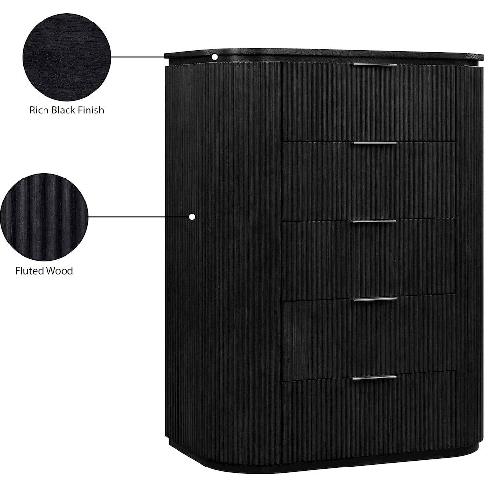 Astrid Black Solid Wood And Oak Veneer Chest