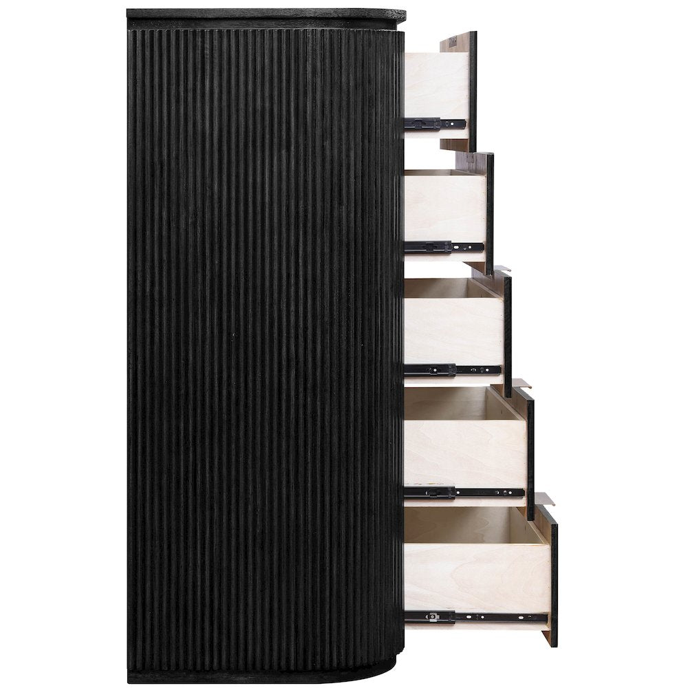 Astrid Black Solid Wood And Oak Veneer Chest