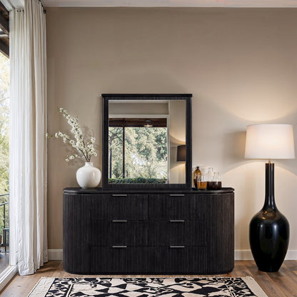 Astrid Black Solid Wood And Oak Veneer Dresser