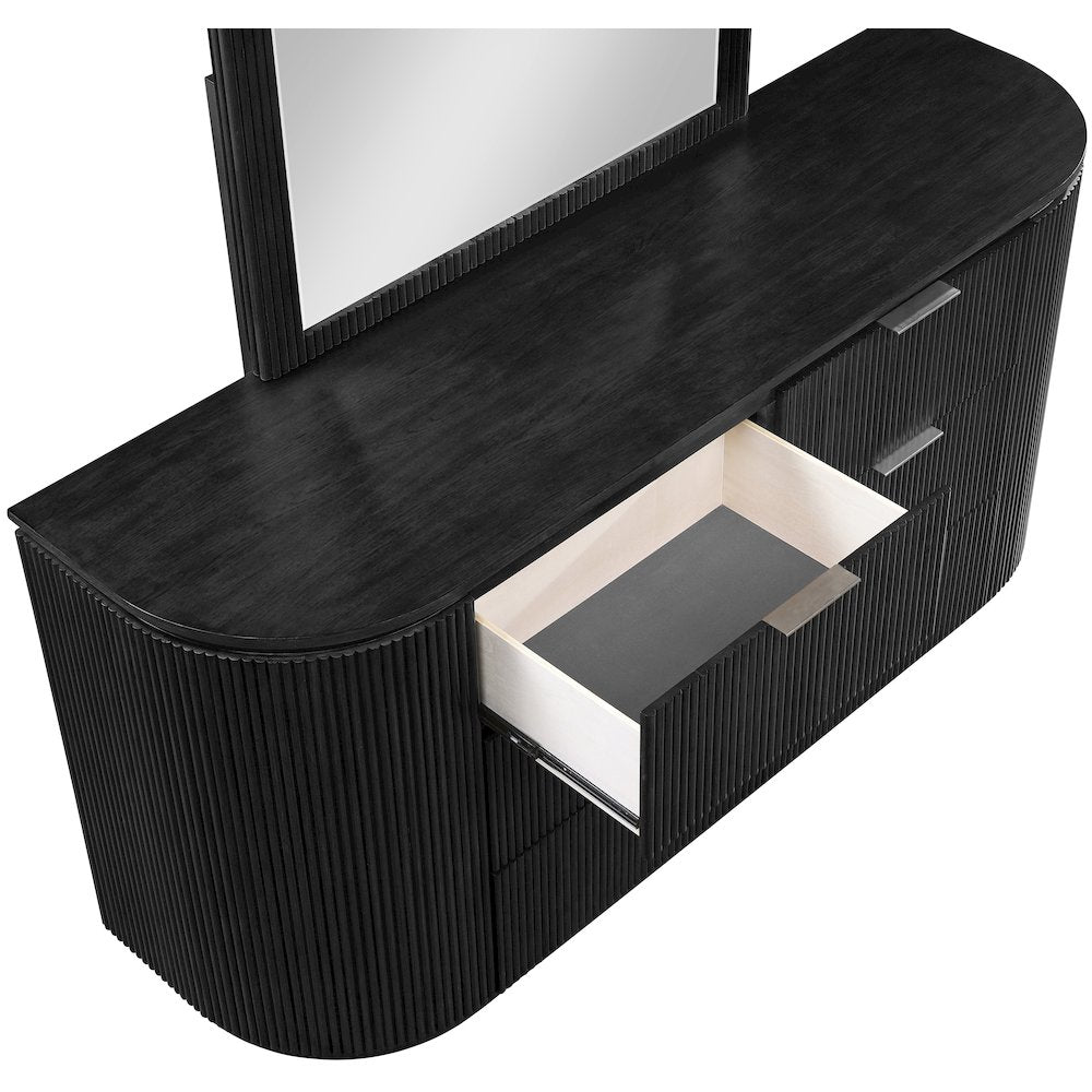 Astrid Black Solid Wood And Oak Veneer Dresser