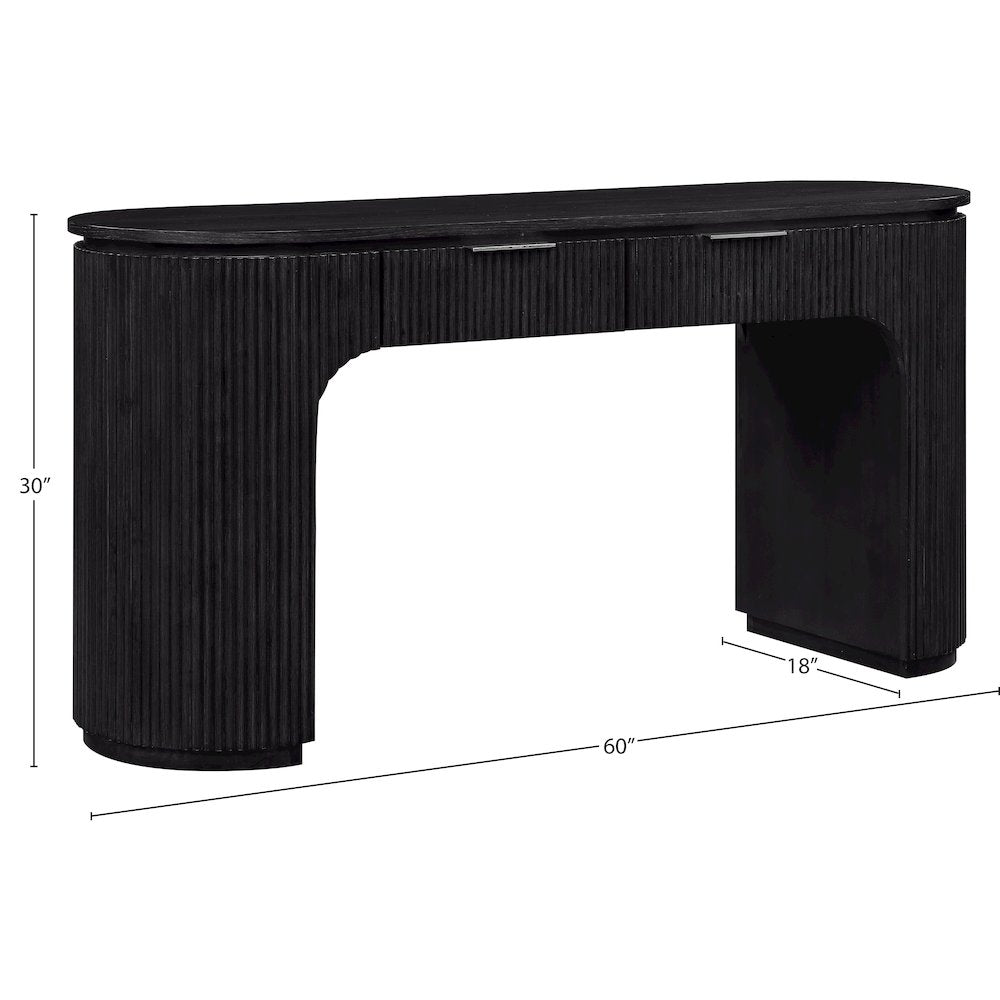 Astrid Black Solid Wood And Oak Veneer Desk