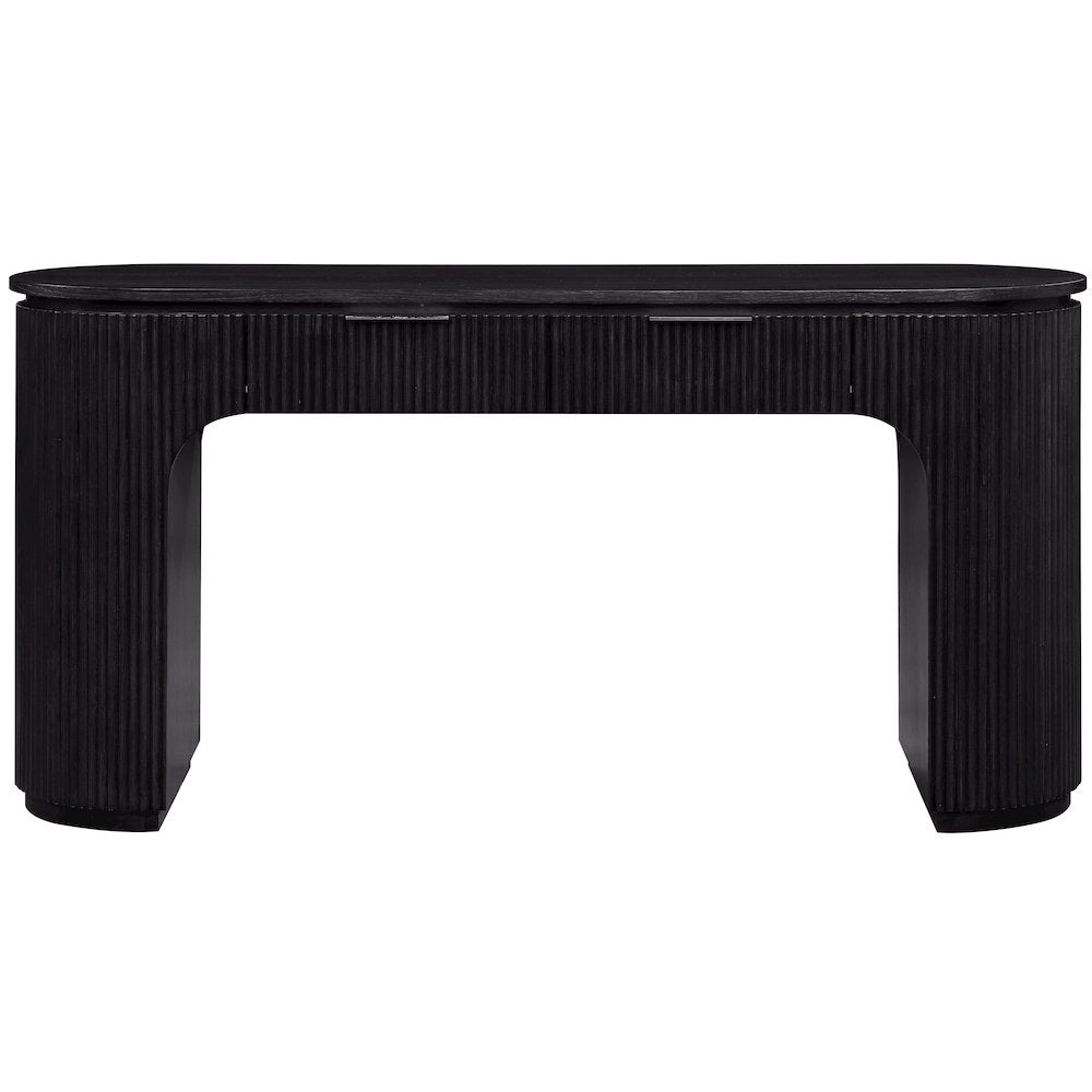 Astrid Black Solid Wood And Oak Veneer Desk