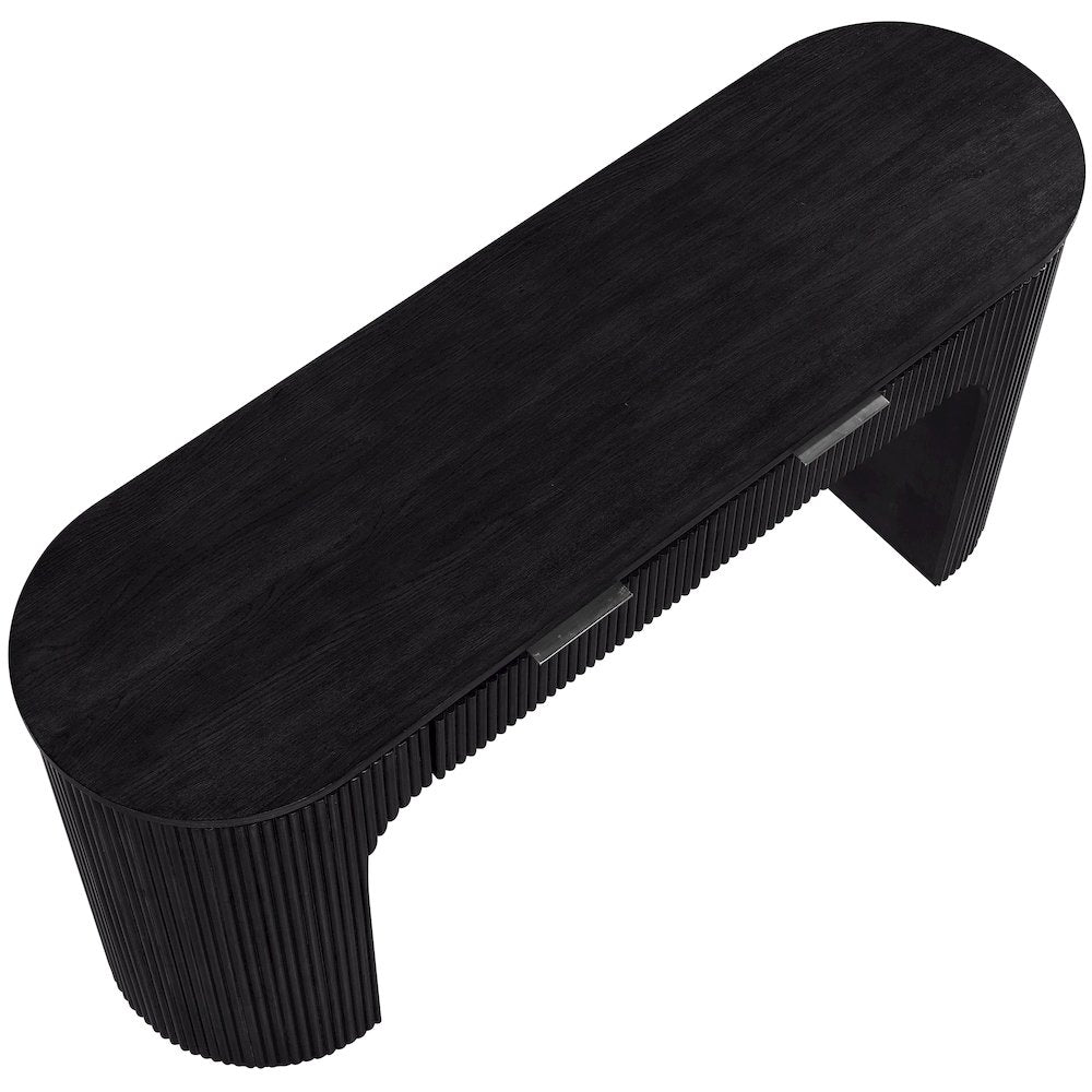 Astrid Black Solid Wood And Oak Veneer Desk