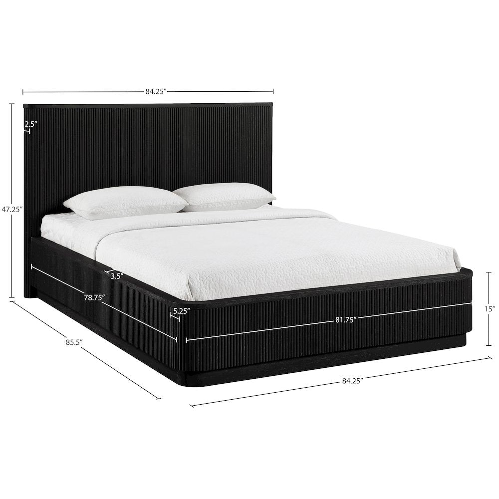 Astrid Black Solid Wood And Oak Veneer King Bed (3 Boxes)