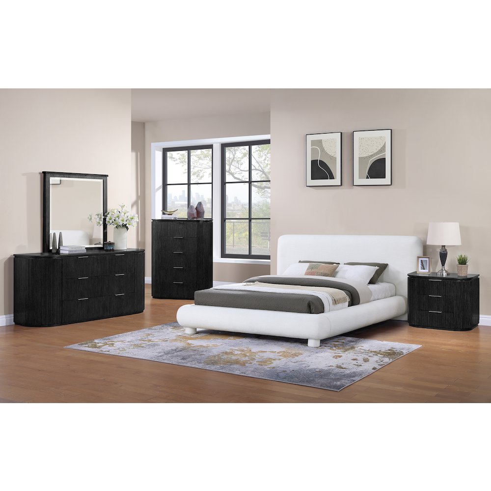 Astrid Black Solid Wood And Oak Veneer Nightstand