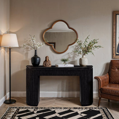Astrid Black Solid Wood And Oak Veneer Console Table