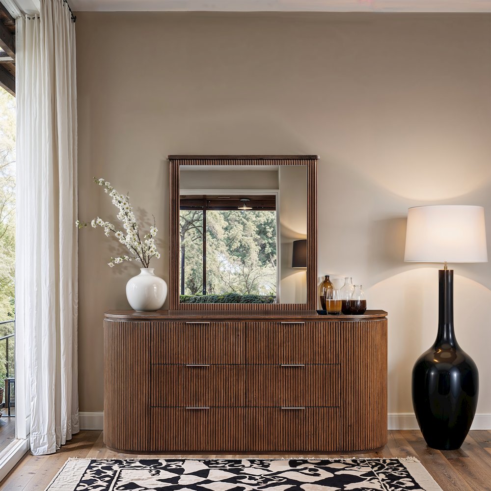 Astrid Brown Solid Wood And Oak Veneer Mirror