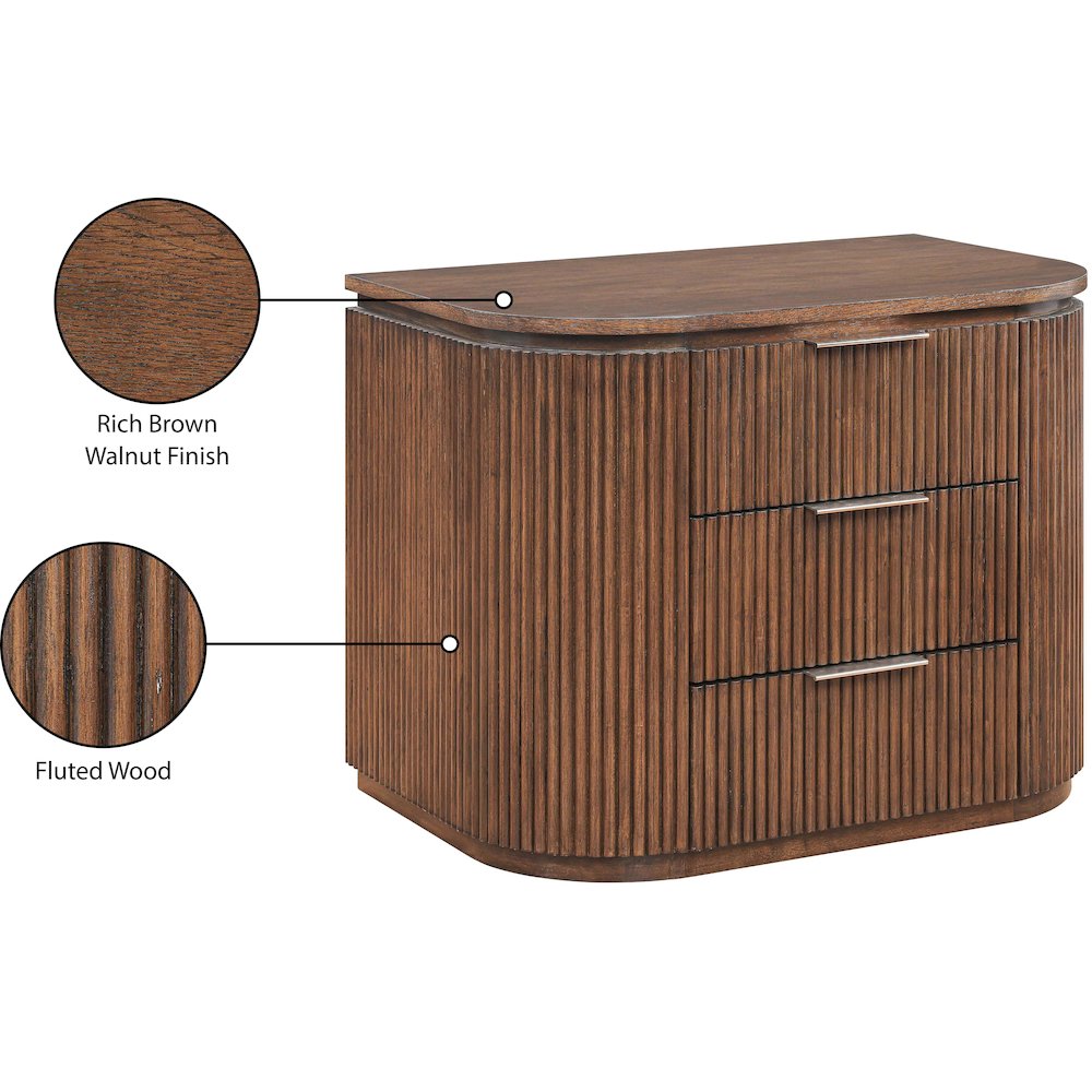 Astrid Brown Solid Wood And Oak Veneer Nightstand