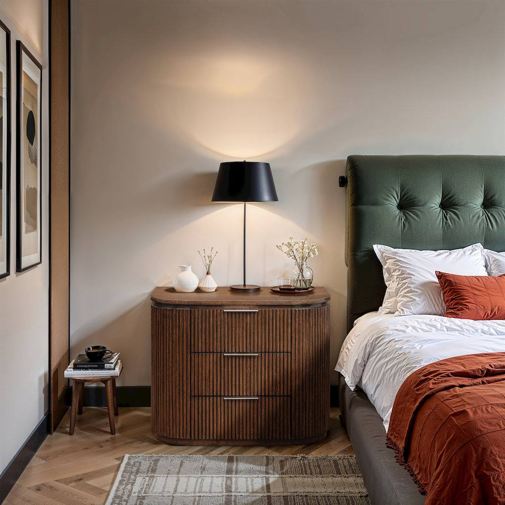 Astrid Brown Solid Wood And Oak Veneer Nightstand