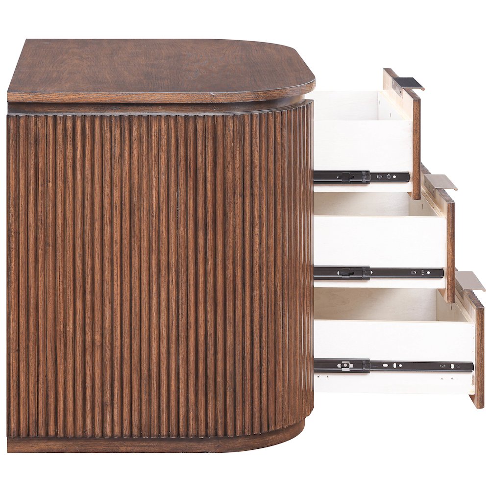 Astrid Brown Solid Wood And Oak Veneer Nightstand