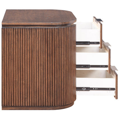 Astrid Brown Solid Wood And Oak Veneer Nightstand