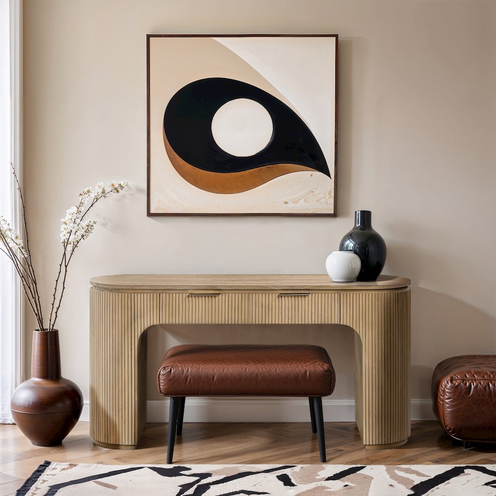 Astrid Natural Solid Wood And Oak Veneer Desk