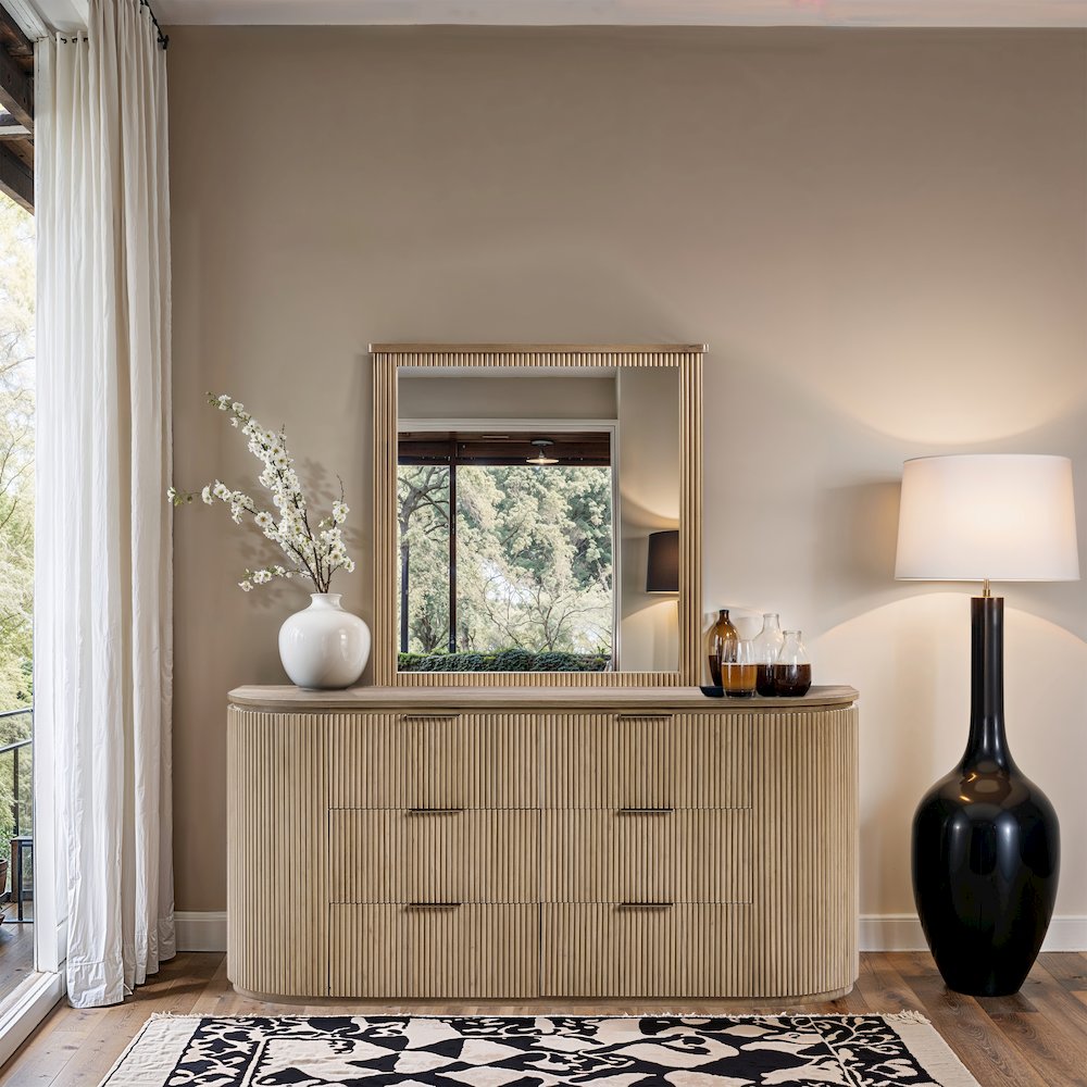 Astrid Natural Solid Wood And Oak Veneer Mirror