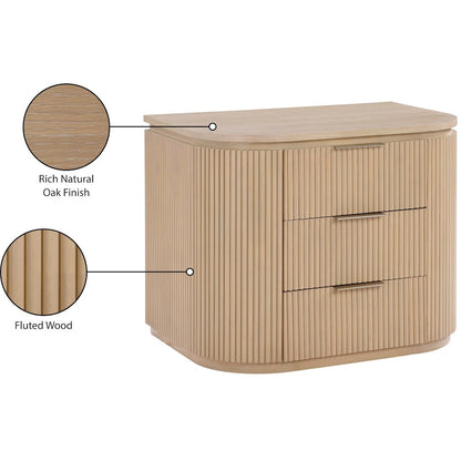 Astrid Natural Solid Wood And Oak Veneer Nightstand