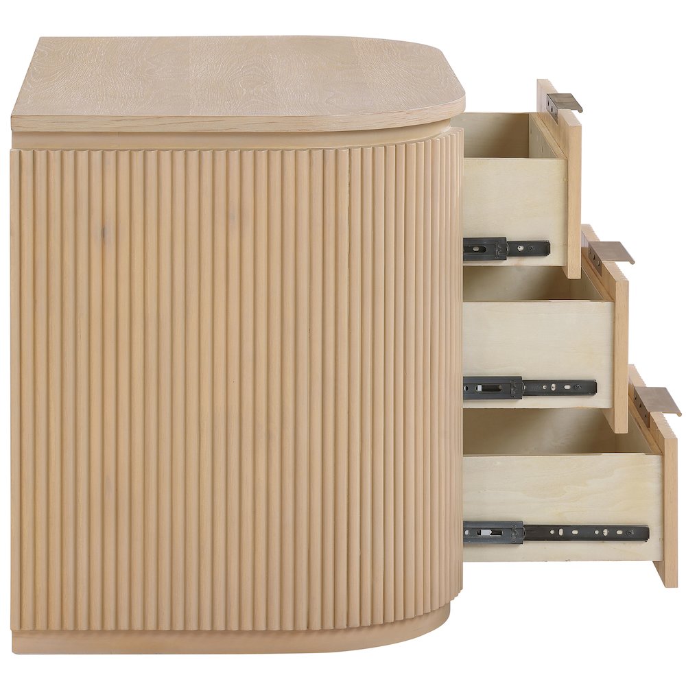 Astrid Natural Solid Wood And Oak Veneer Nightstand