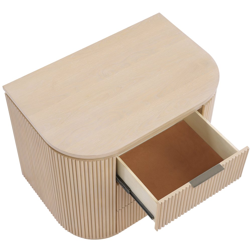 Astrid Natural Solid Wood And Oak Veneer Nightstand