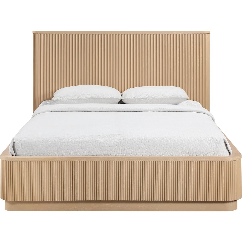 Astrid Natural Solid Wood And Oak Veneer Queen Bed (3 Boxes)