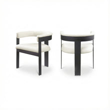 Matte Black Powder Coating Dining Chair Set of 2 with Vegan Leather Seats