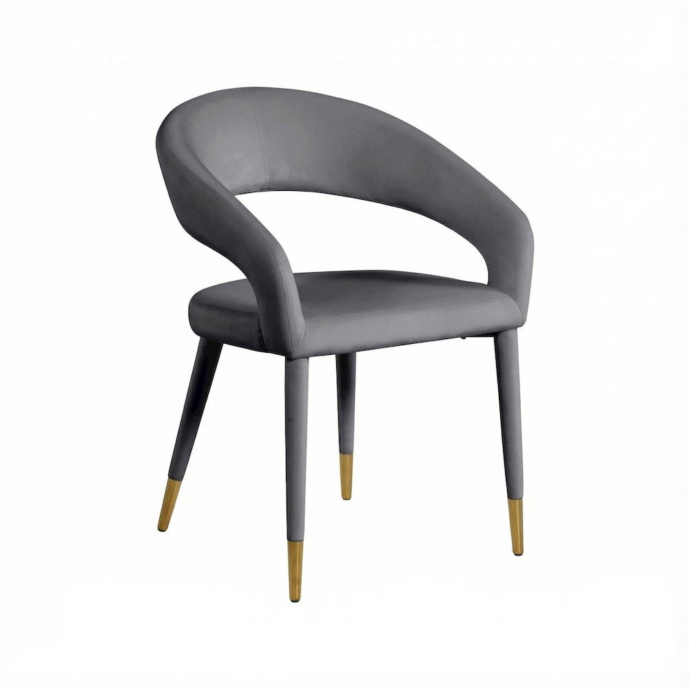 Gold Velvet Dining Chair with Armrest and Contemporary Design SKU