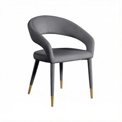 Gold Velvet Dining Chair with Armrest and Contemporary Design SKU