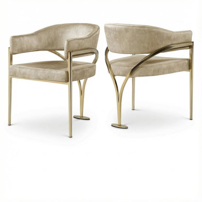Gold Velvet Dining Chairs Set of 2 with Armrests and Contemporary Comfort