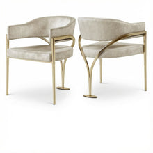 Gold Velvet Dining Chairs Set of 2 with Armrests and Contemporary Design