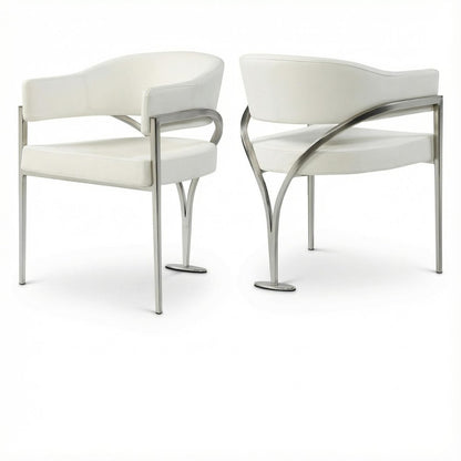 Silver Vegan Leather Dining Chair Set of 2 with Contemporary Design