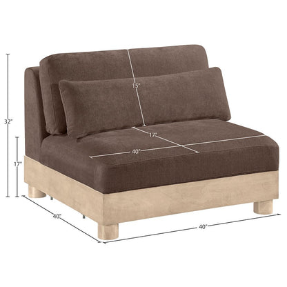 Turin Brown Chenille Fabric Upholstered Modular Armless Chair