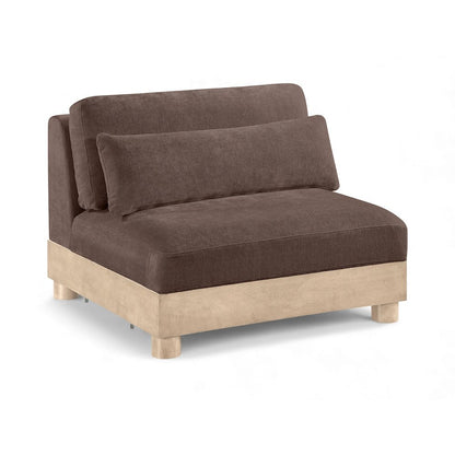 Turin Brown Chenille Fabric Upholstered Modular Armless Chair